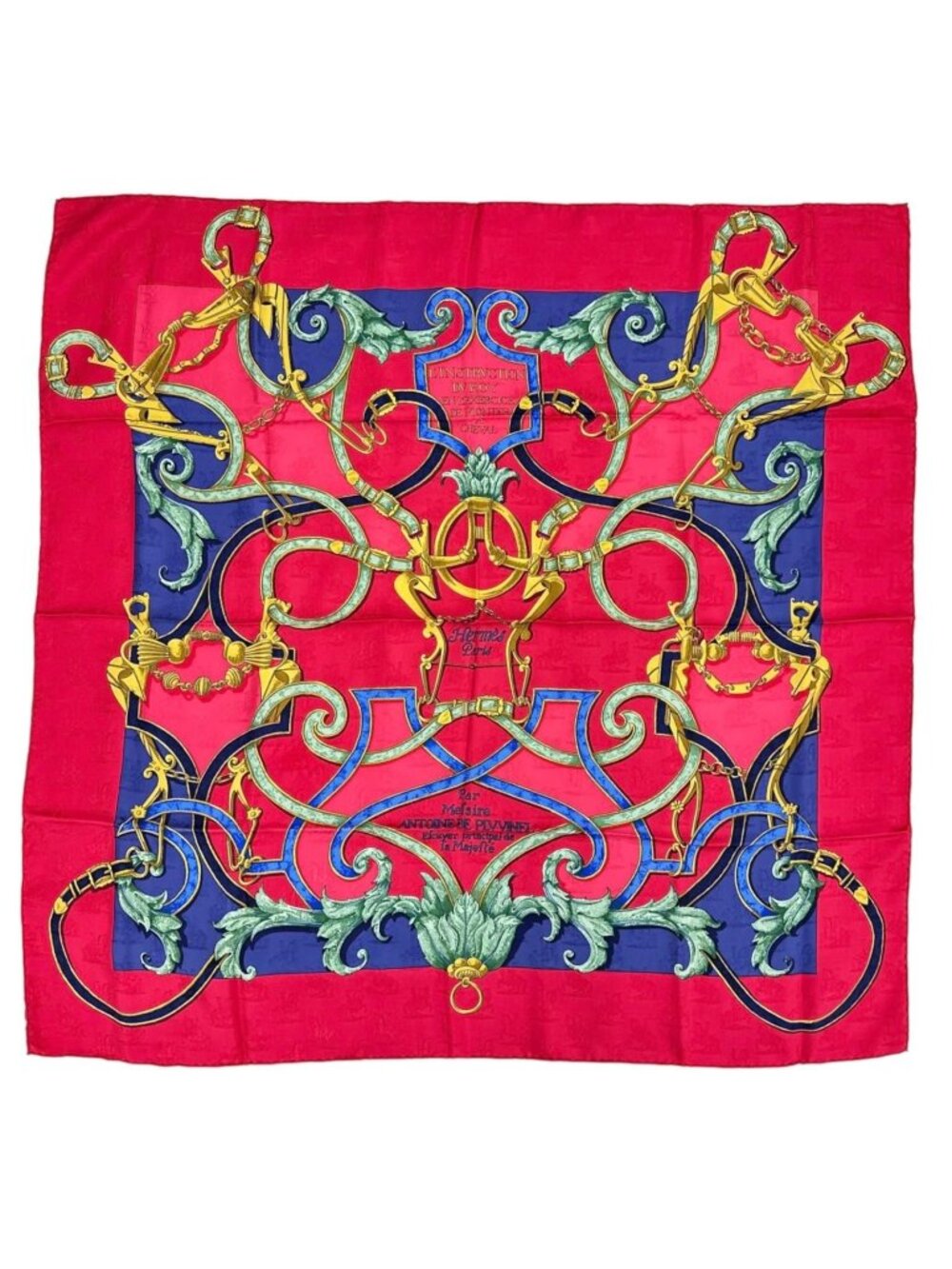 Hermes Carre 90 L'instruction du Roy Scarf Silk Pink Red